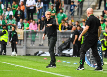 Headcoach of Saint Etienne Olivier DALL'OGLIO during the Ligue 2 BKT match between Saint-Etienne and Concarneau at Stade Geoffroy-Guichard on April 6, 2024 in Saint-Etienne, France. (Photo by Daniel Derajinski/Icon Sport)   - Photo by Icon Sport