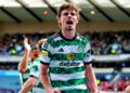 Celtic's Matt O'Riley celebrates scoring their side's third goal of the game during the Scottish Gas Scottish Cup semi-final match at Hampden Park, Glasgow. Picture date: Saturday April 20, 2024. Photo by Icon sport   - Photo by Icon Sport