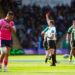 Referee Christophe Ridley shows a red card to Leicester Tigers' Solomone Kata during the Gallagher Premiership match at the cinch Stadium at Franklin's Gardens, Northampton. Picture date: Saturday April 20, 2024. Photo by Icon sport   - Photo by Icon Sport