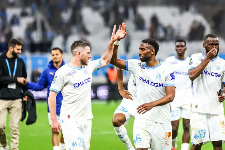 Jordan VERETOUT and Ulisses GARCIA of Marseille after the Ligue 1 Uber Eats match between Marseille and Lens at Orange Velodrome on April 28, 2024 in Marseille, France.(Photo by Johnny Fidelin/Icon Sport)   - Photo by Icon Sport