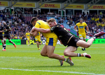 Clermont Auvergne's Joris Jurand scores the second try for his side during the EPCR Challenge Cup semi-final match at the Twickenham Stoop, London. Picture date: Saturday May 4, 2024.   - Photo by Icon Sport