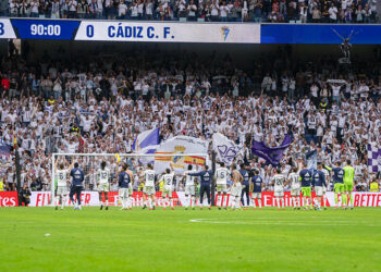 Les joueurs du Real Madrid après la victoire contre Cadiz le 04/05/2024 - Photo by Icon Sport