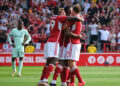 11th May 2024; The City Ground, Nottingham, England; Premier League Football, Nottingham Forest versus Chelsea; Willy Boly of Nottingham Forest celebrates his goal in the 16th minute for 1-1   - Photo by Icon Sport