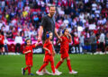 12 May 2024, Bavaria, Munich: Soccer: Bundesliga, Bayern Munich - VfL Wolfsburg, Matchday 33 at the Allianz Arena, Munich's Harry Kane walks with children in the playground after the match. IMPORTANT NOTE: In accordance with the regulations of the DFL German Football League and the DFB German Football Association, it is prohibited to exploit or have exploited photographs taken in the stadium and/or of the match in the form of sequential images and/or video-like photo series. Photo: Tom Weller/dpa   Photo by Icon Sport   - Photo by Icon Sport