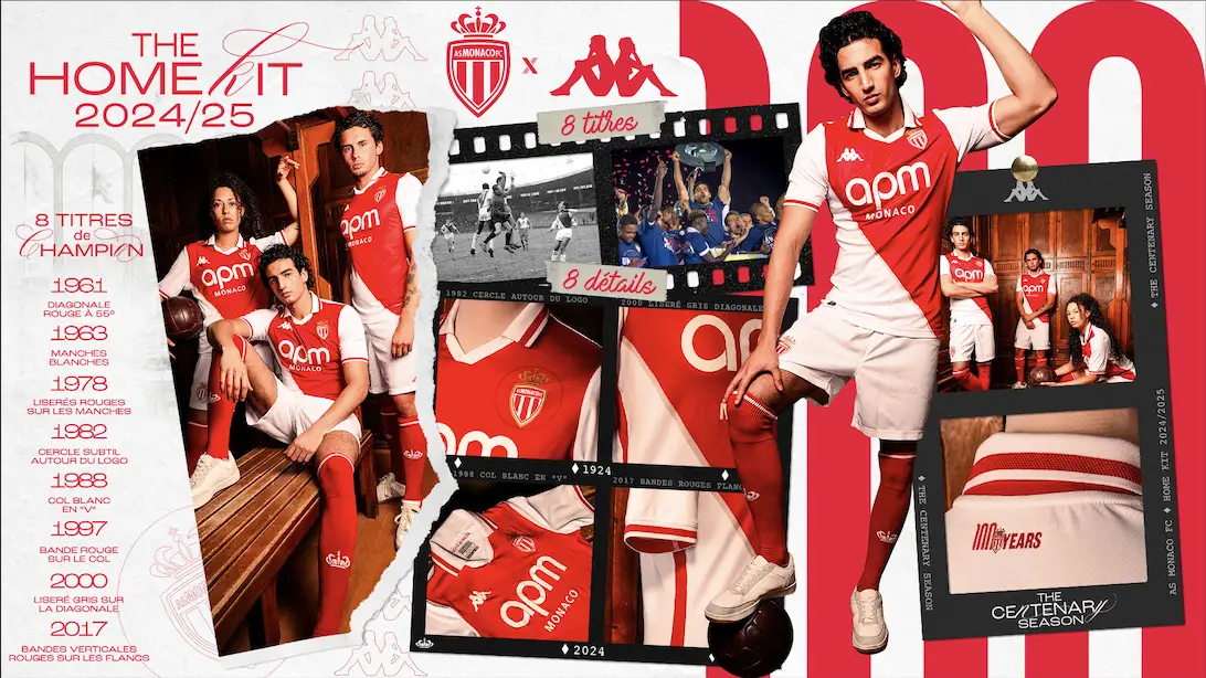 Kappa : Voici le maillot, très réussi, de l'AS Monaco pour la saison du centenaire !