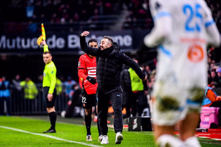 Roberto De Zerbi avec l'OM contre le Stade Rennais