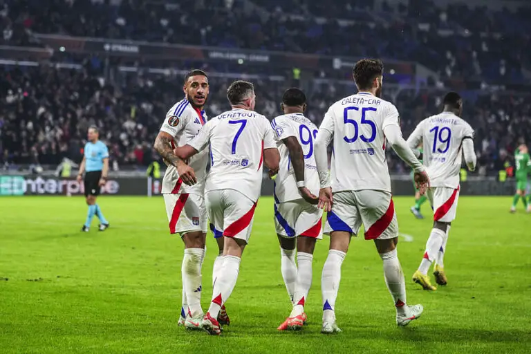 Tolisso avec l'OL après son but contre le PFK Ludogorets Razgrad