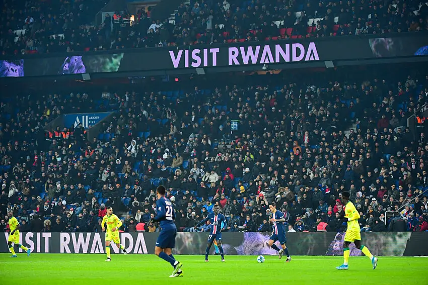 Affichage Visit Rwanda en 2019 au Parc des Princes