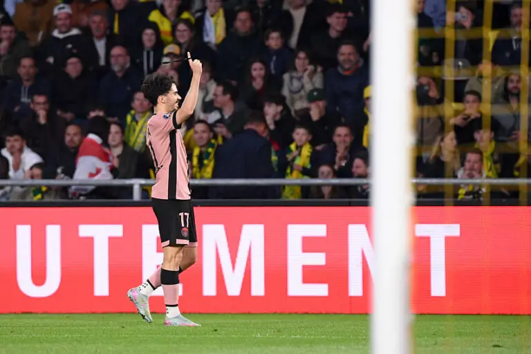 Vitinha après son but lors de FC Nantes / PSG