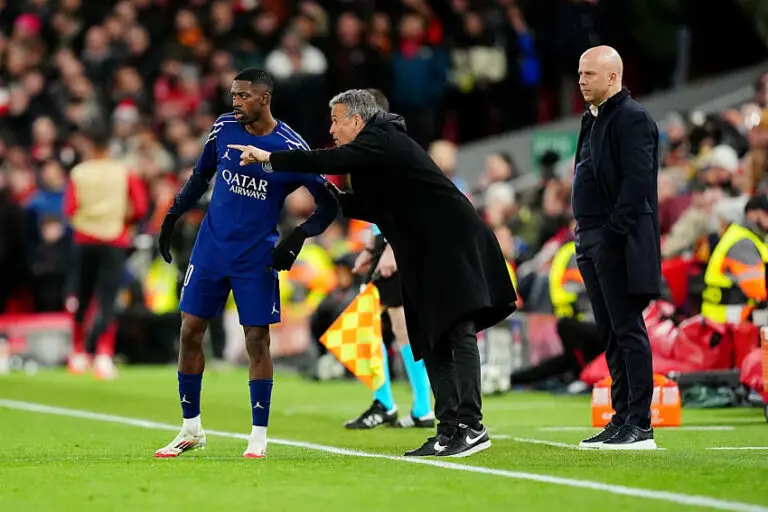 Luis Enrique et Ousmane Dembélé avec le PSG
