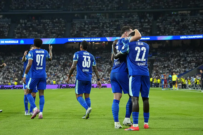 Les joueurs de l'OM contre le Real Madrid