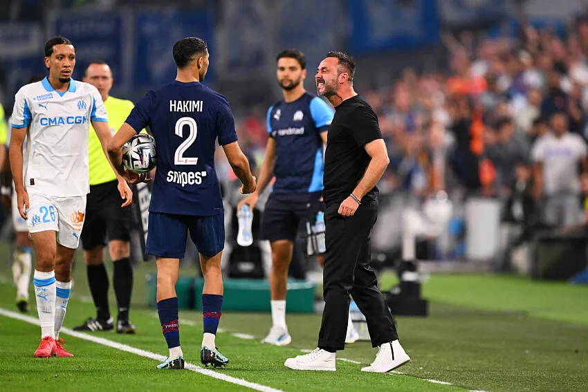 Roberto De Zerbi avec l'OM contre le PSG