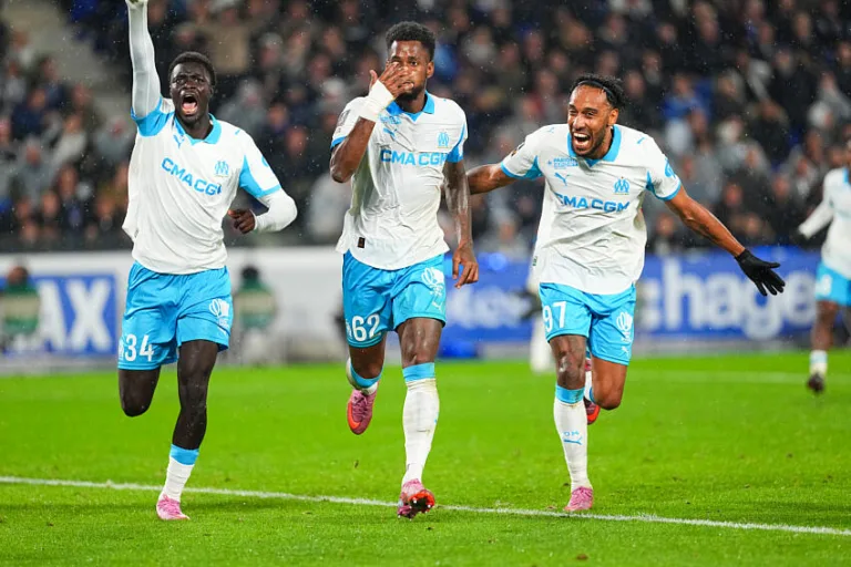 Robinio Vaz, Amir Murillo et Aubameyang avec l'OM contre le RCSA