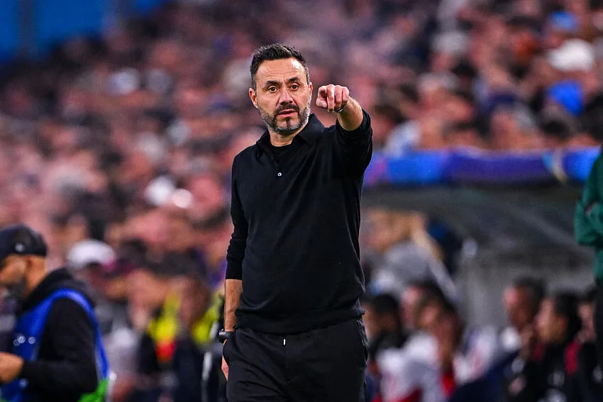 Roberto De Zerbi avec l'OM contre l'Ajax