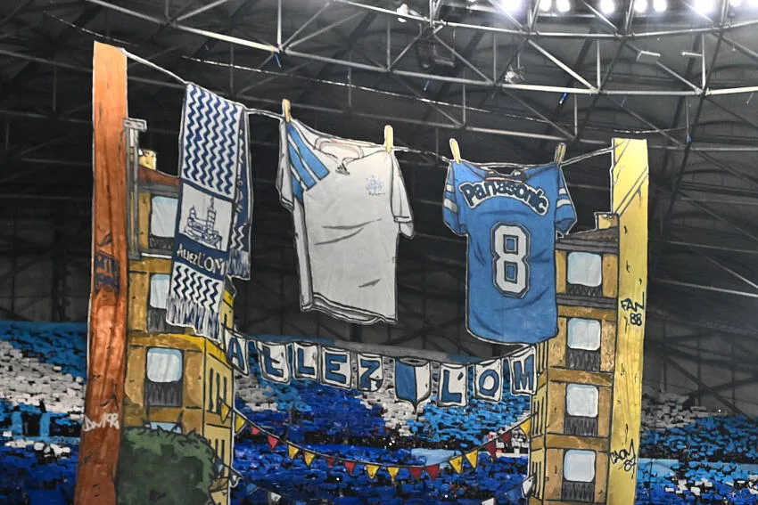 OM - Newcastle, l'animation du virage Nord