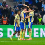 Hojbjerg lors d'OM - TFC, avec Aguerd