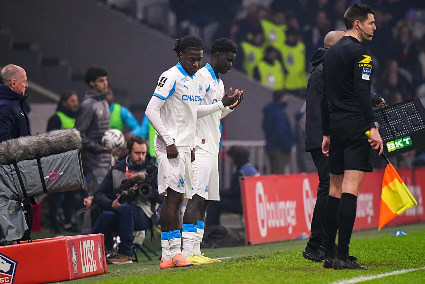 Robinio Vaz et Bakola avec l'OM