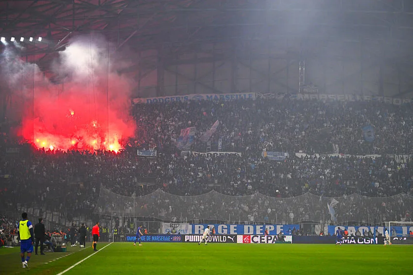 Virage nord du Vélodrome lors d'OM / Monaco en 2025